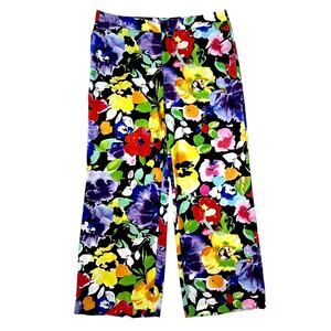 Lauren Ralph Lauren Women's Size 12P Floral Wide-Leg Pant Mid-Rise Flowy Roomy